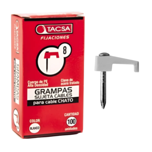GRAMPA PARA CABLE CHATO N°8 BLANCO