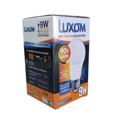 LAMPARA LED 9W - LUZ FRIA LUXOM / CANDELA