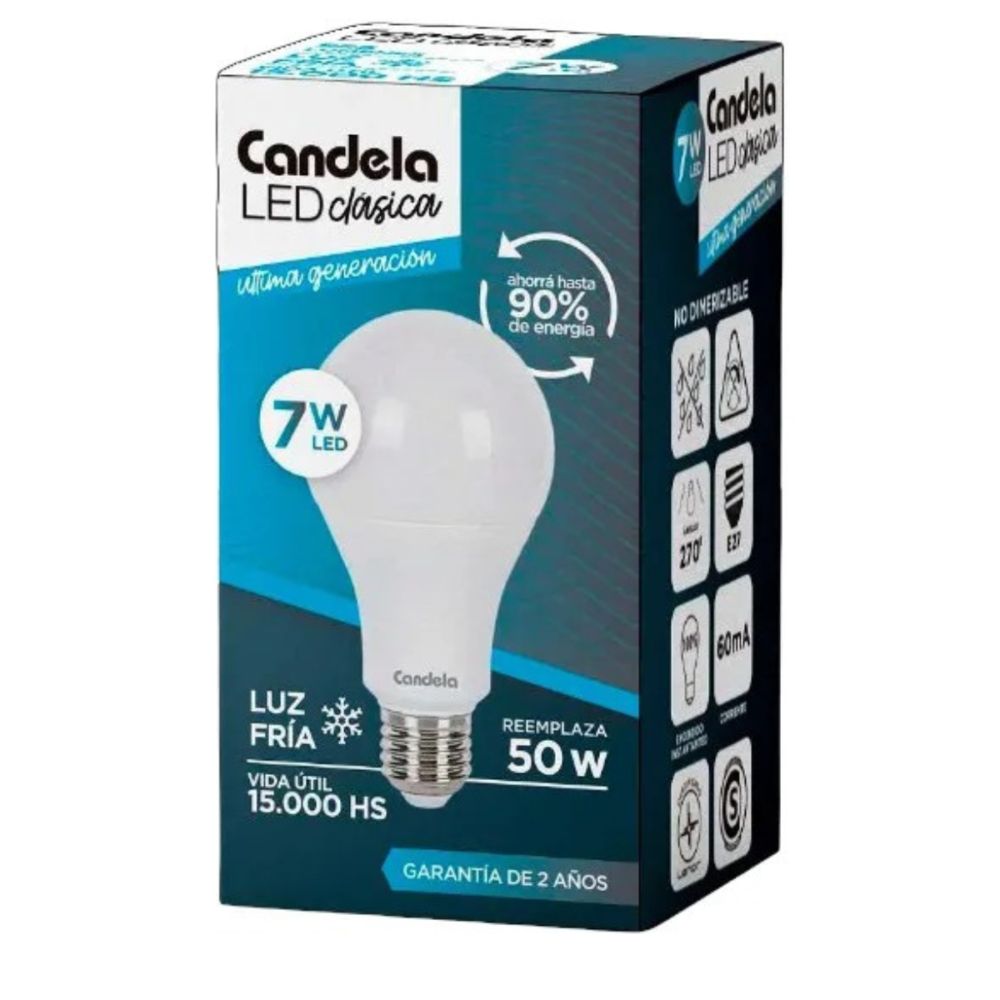 LAMPARA LED 7W - LUZ FRIA LUXOM / CANDELA