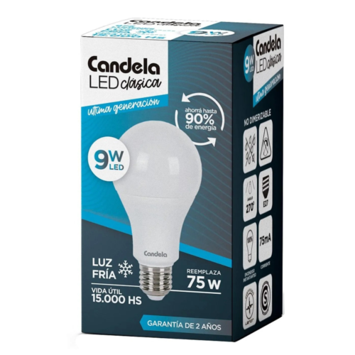 LAMPARA LED 9W - LUZ FRIA LUXOM / CANDELA