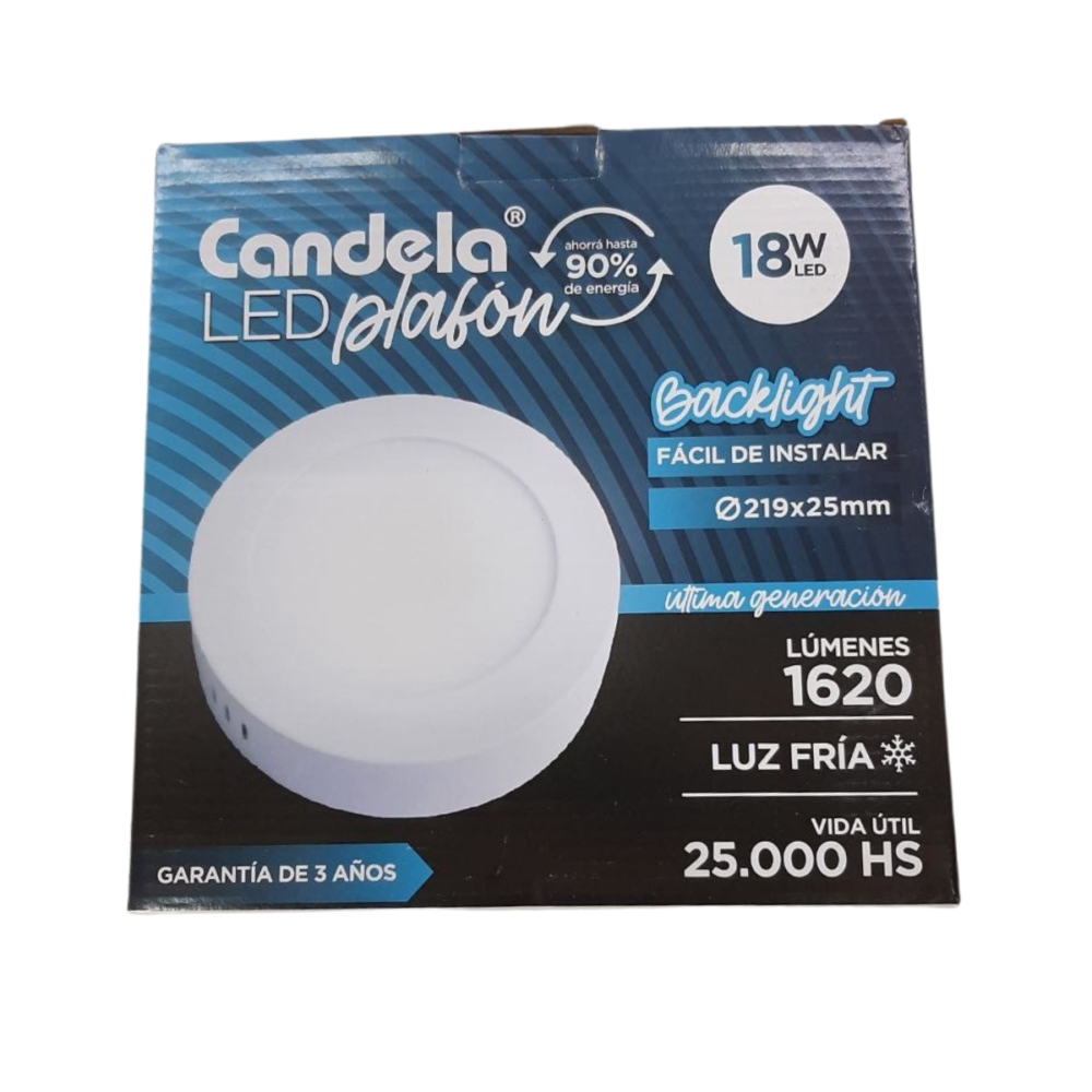 PLAFON BACKLIGHT REDONDO LUZ FRIA - CANDELA
