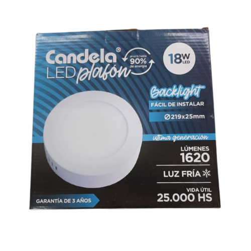 220 PLAFON BACKLIGHT REDONDO LUZ FRIA - CANDELA