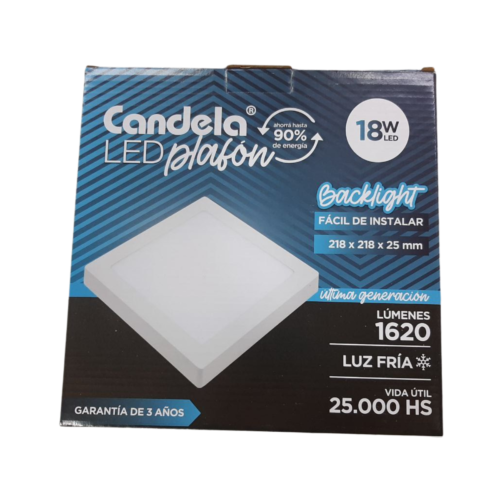 PLAFON BACKLIGHT CUADRADO LUZ FRIA - CANDELA