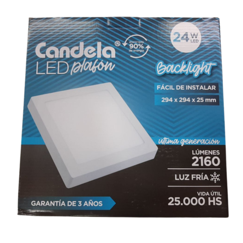 PLAFON BACKLIGHT CUADRADO LUZ FRIA - CANDELA
