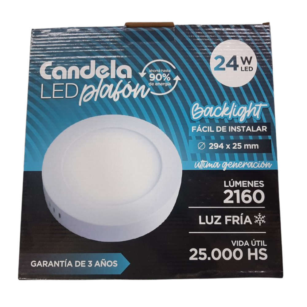 PLAFON BACKLIGHT REDONDO LUZ FRIA - CANDELA