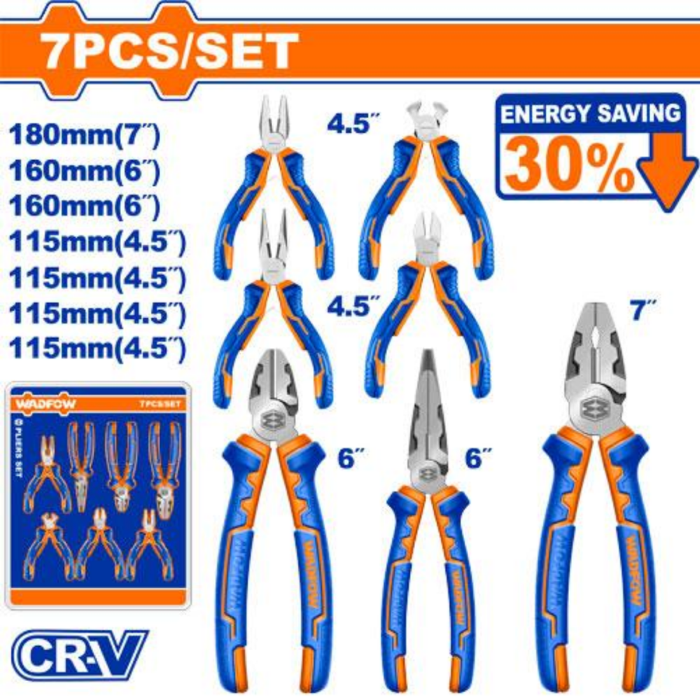 SET DE PINZAS / ALICATES 7 PZS *** - WADFOW