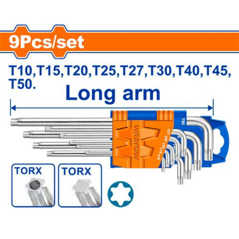 JUEGO LLAVES TORX 9 PZS (T10 - T50) - WADFOW