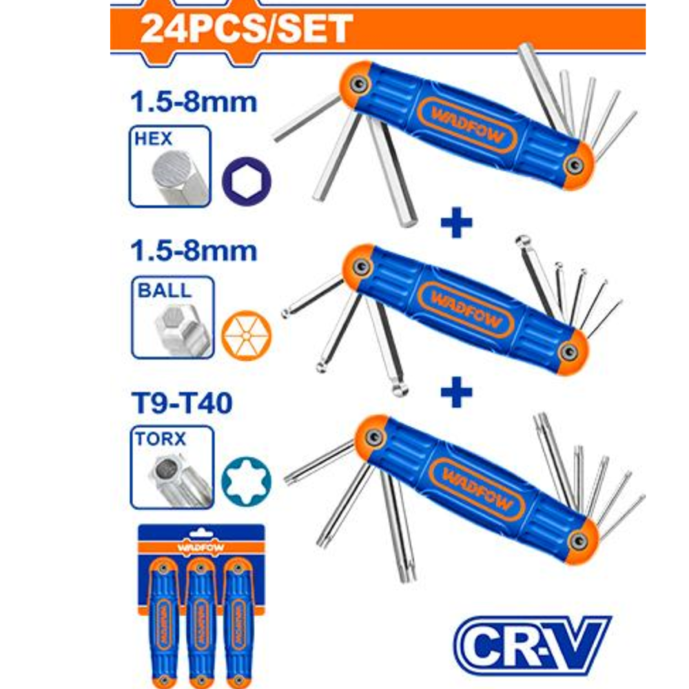 JUEGO LLAVES EXAGONALES PLEGABLES - TORX 24 PZS
