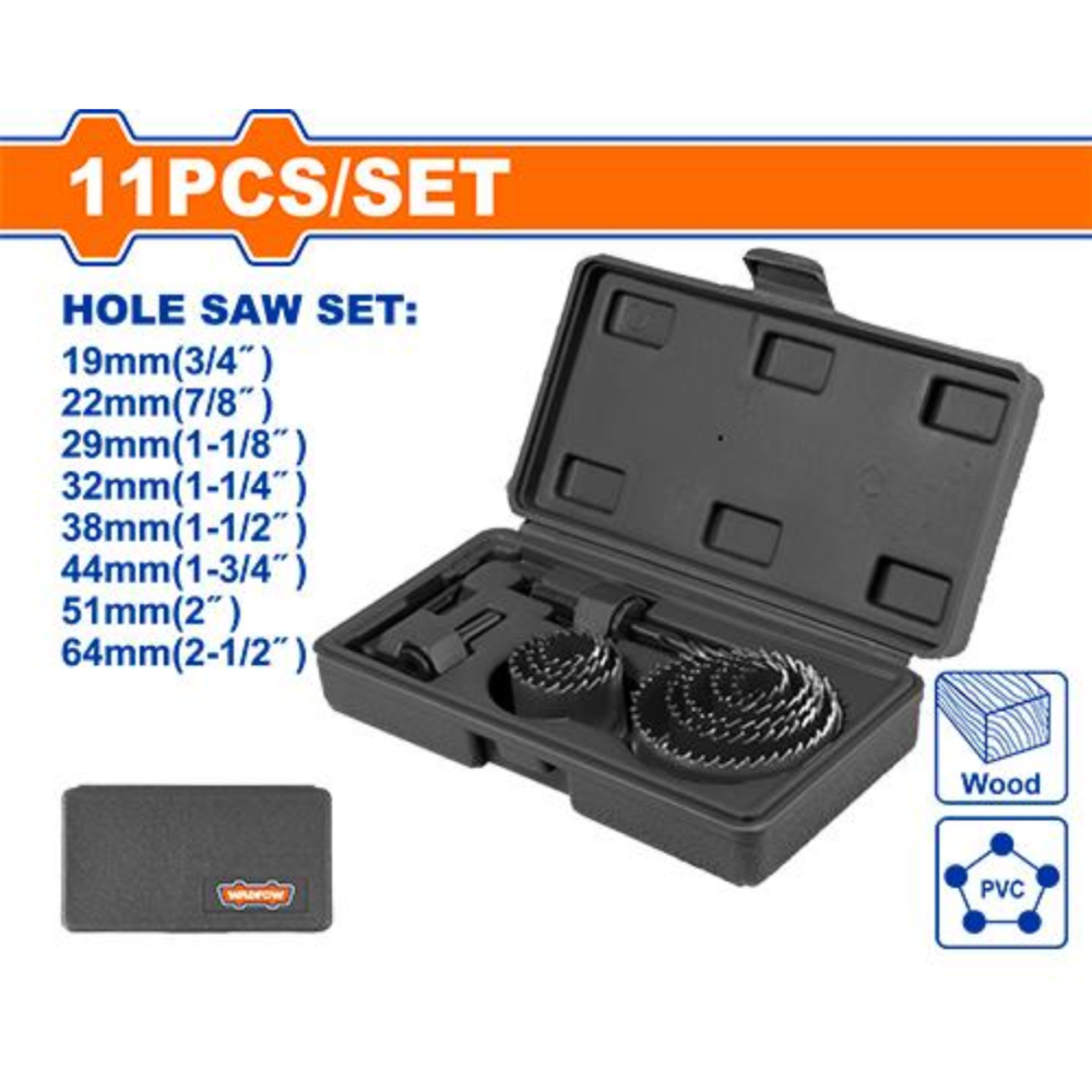 JUEGO DE SIERRA COPA PARA MADERA 11 PZS - WADFOW